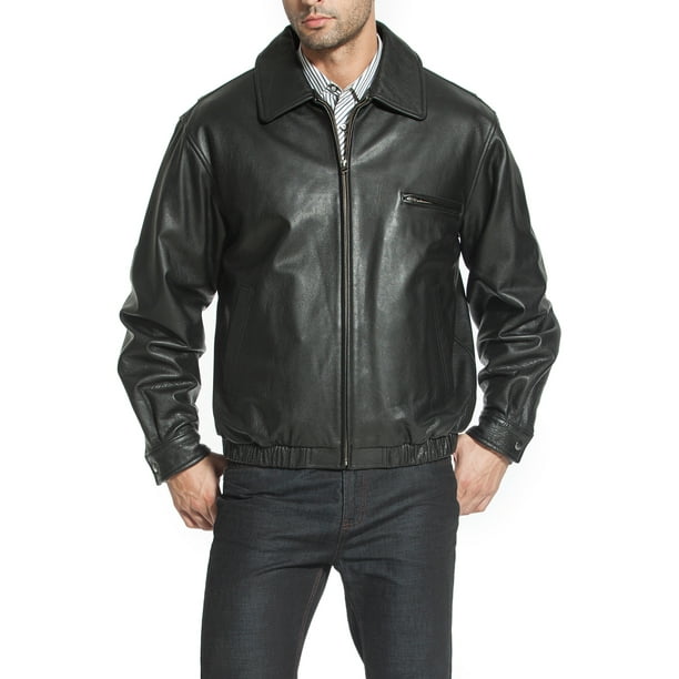 Mens Urban Retro Leather Bomber Jacket High Collar Zipped Pockets Black Vintage